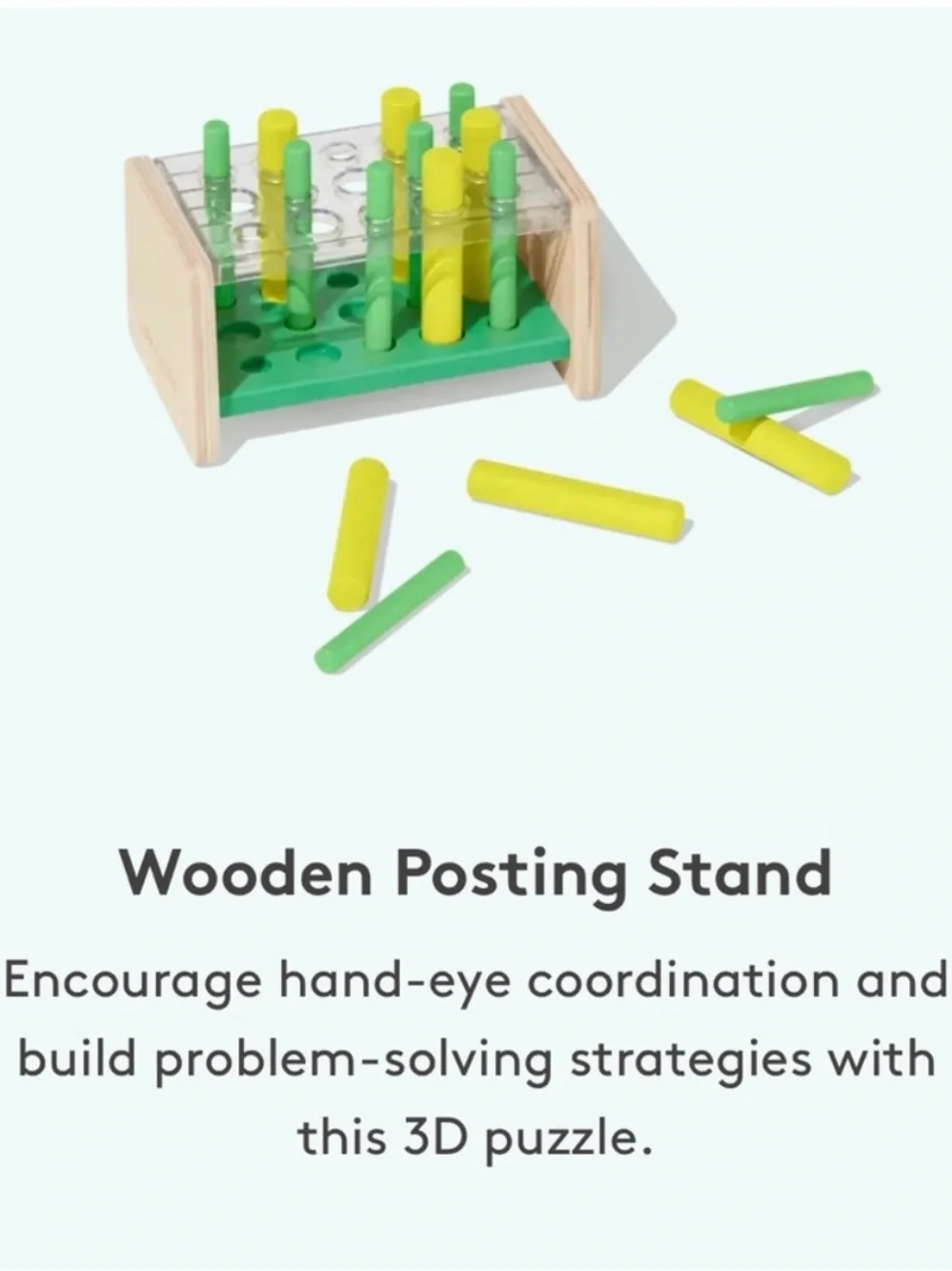 Lovevery Wooden Posting Stand in Green and Yellow Educational Activity Toy